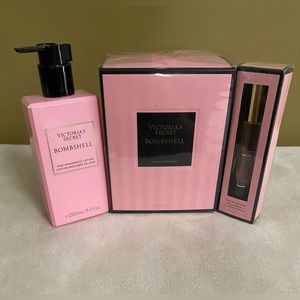 Bombshell Perfume 3.4oz and Rollerball .23oz Bombshell Seduction Lotion 8.4oz